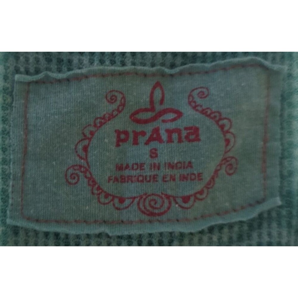 Prana Womens Sz L Waffle Knit Short Sleeve Pullover T-Shirt Green Teal Stretchy - Picture 3 of 5